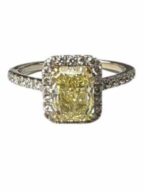 1.50ct Fancy Light Yellow Diamond Ring 18K Gold 2.03 CTW Forevermark $15K